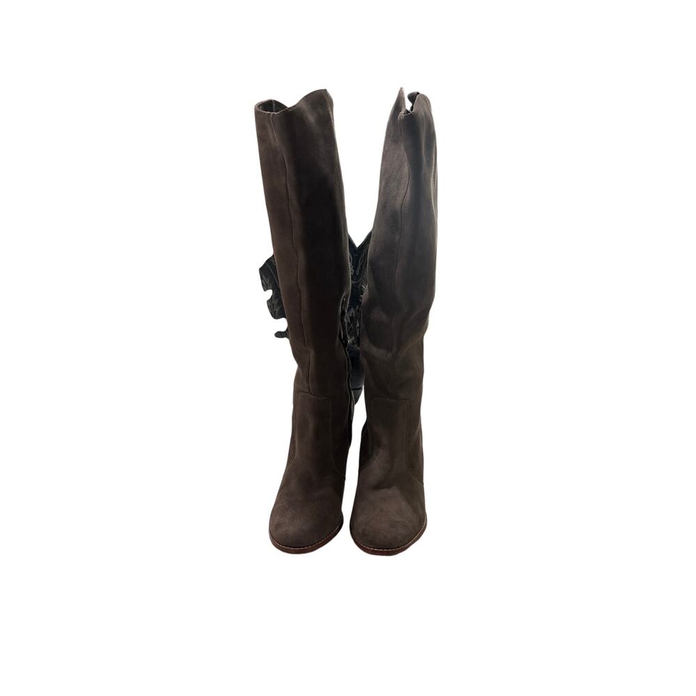 Joie Women’s Brown Suede Knee-High Boots Size US 9 Leather Block Heel